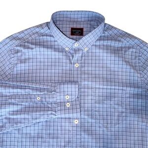 UNTUCKit Mens Shirt Blue Plaid Long Sleeve Button Down Slim Fit Size L